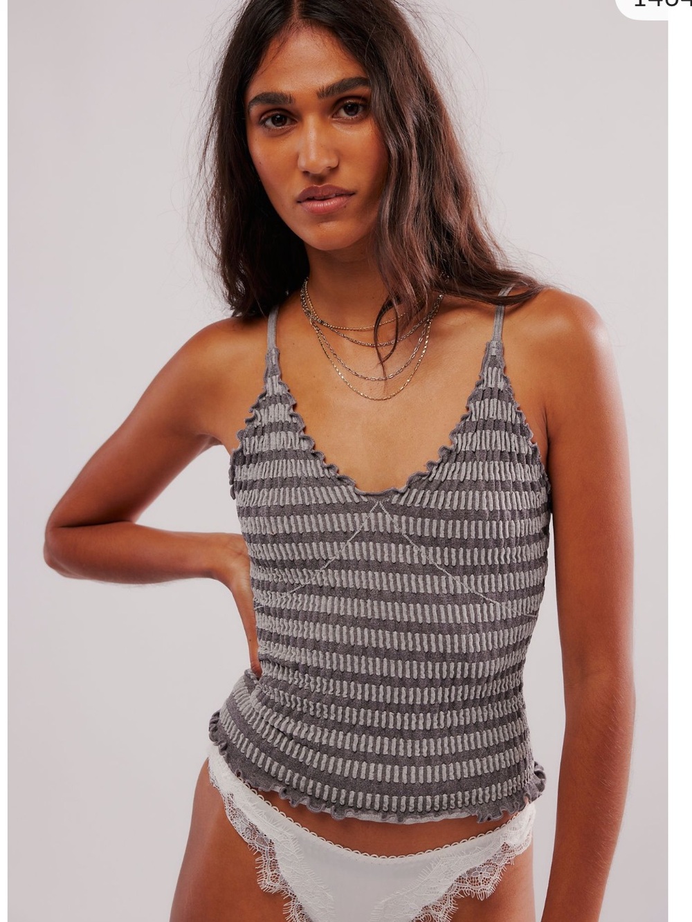 Free People Pucker Up Seamless Cami in Heather Grey